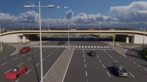 3d визуализация развязки, автомобильной дороги, моста