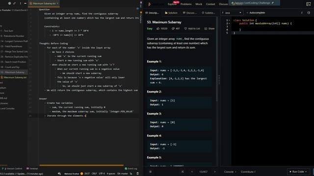 Maximum Subarray - Leetcode 53 - Java смотреть онлайн