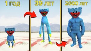 ПРОЖИЛ 2000 ЛЕТ за ХАГГИ ВАГГИ в ГТА 5! Poppy Playtime Huggy Wuggy и ОБЗОР МОДА в GTA ВИДЕО HUGGY