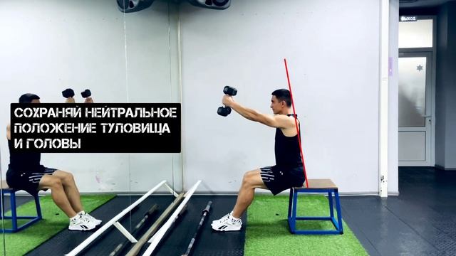 Подъём гантелей перед собой сидя смотреть онлайн