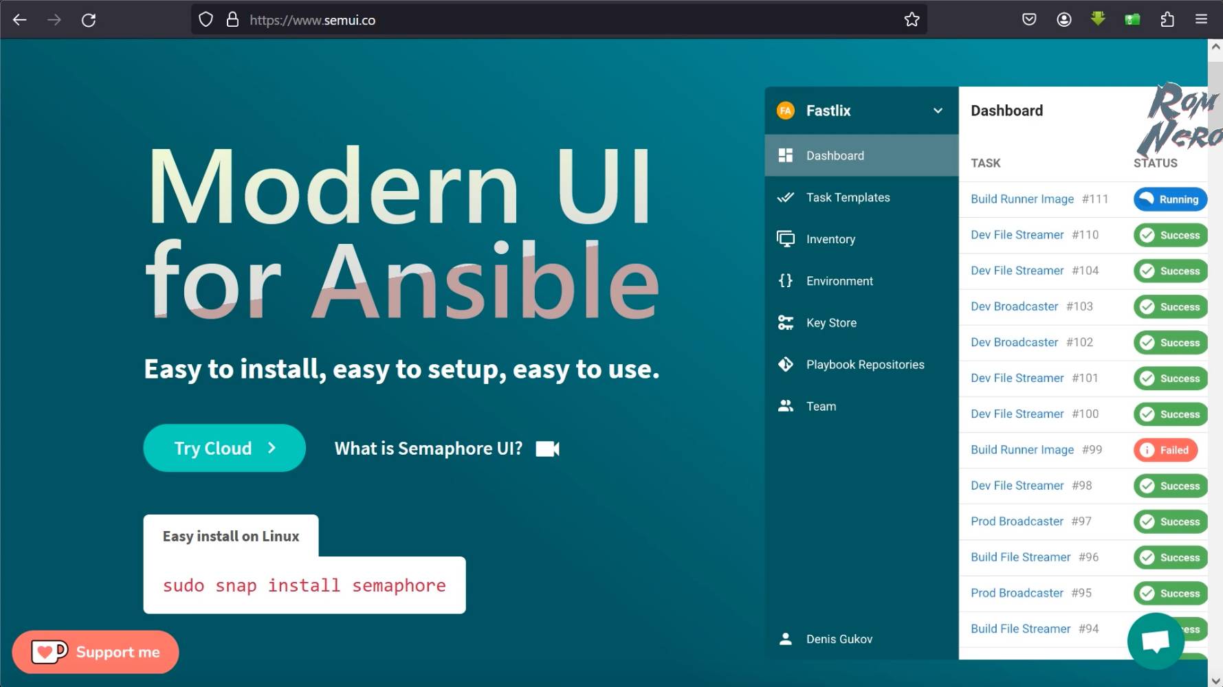 Semaphore - отличная и простая UI для Ansible. Автоматизация!