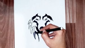 How to draw a tribal wolf head  tattoo