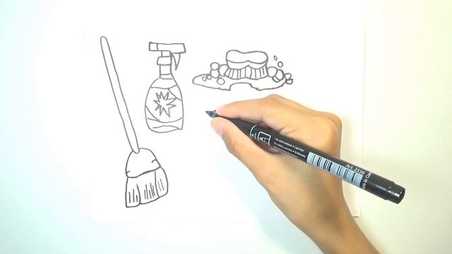 Рисуем набор для уборки / draw a cleaning kit / coloring / Раскраска смотреть онлайн