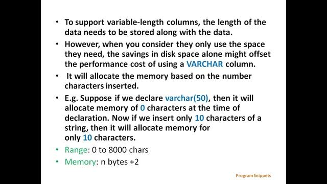 Character String Data Type In SQL