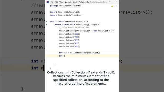 Java Program to Find the Maximum and Minimum Element in an ArrayList | Java Collections Q&A #java