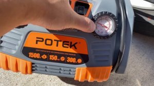 POTEK Portable Jumper 1500 Amps Jump Starter, 300W Inverter, 150 PSI Air Compressor