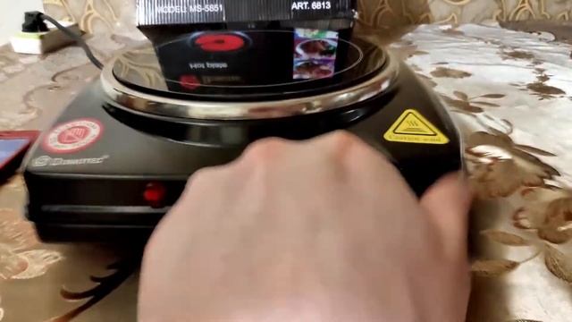 Обзор распаковка инфракрасная плита Domotec MS-5851, Infrared single burner Domotec MS-5851 смотреть онлайн