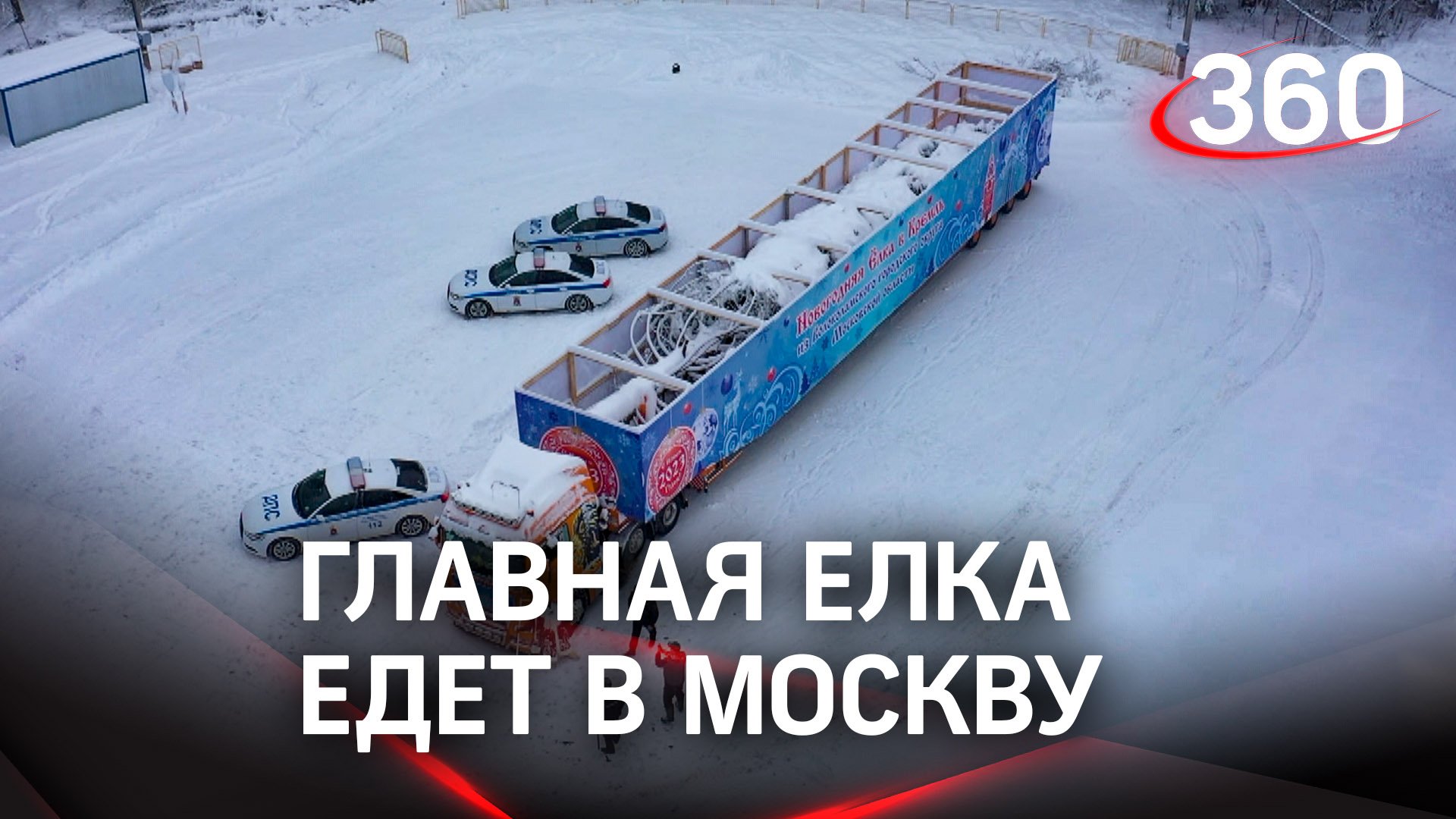 Главная елка едет в Москву: 30-метровое дерево на фуре отправили в Кремль.