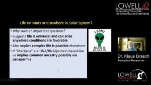 Lowell42 | The Search for Life in the Cosmos revisited | Klaus Brasch, Ph.D.