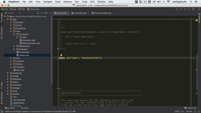 routing controllers in laravel 5.7 || routes with controllers in laravel || laravel master