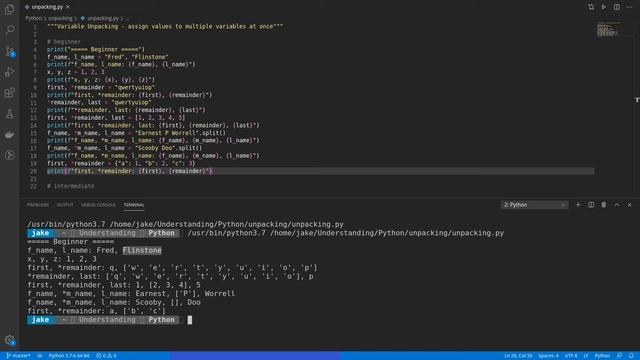 Understanding Python: Variable Unpacking