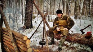 БУШКРАФТ/СТРОИТЕЛЬСТВО ЛАГЕРЯ В ТАЙГЕ /КАРКАС ДЛЯ НАВЕСА/ДЕНЬ ВТОРОЙ...