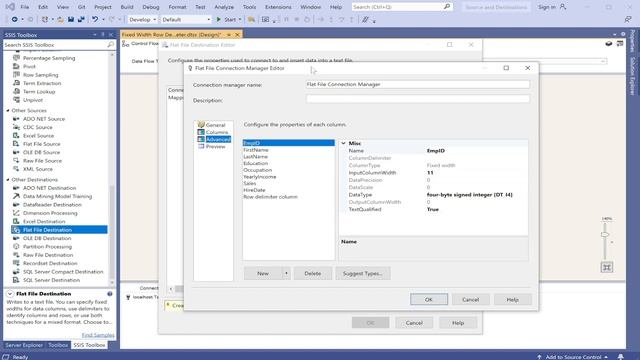 SSIS Tutorial  Export Data to Fixed Width With Row Delimiter Flat File