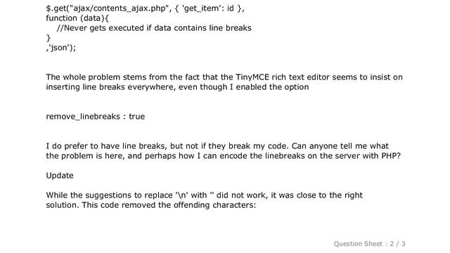 jQuery : Problem when retrieving text in JSON format containing line breaks with jQuery смотреть онлайн