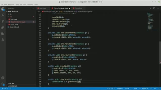 java: project Analog Clock part-4 || draw Label || main logic || vs code java || swing java смотреть онлайн