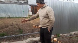 Забор из профлиста с основанием из ж/б шпал(брусьев)!