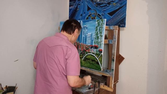 Мастер класс, масляная живопись, цветочный парк Грозный Сити (2-этап).