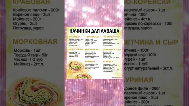 виды начинок для лаваша #лавашрецепт