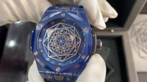 Часы наручные мужские Hublot Unico Sang Bleu Ceramic Blue 415.EX.7179.VR.MXM19