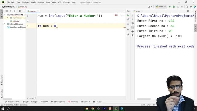 WAP to Find Positive or Negative Number | Python Programming Lab | Python Coding #57