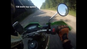Kawasaki KLX 250 S 2012 acceleration 0-100 km/h and top speed