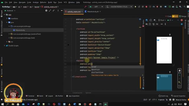 How to make an Android Spinner with initial default text using Android Studio Kotlin | Terbaru 2023