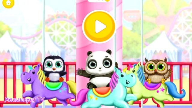 Крошка МАЛЫШ бэби ПАНДА в лунапарке. Малыши веселятся в парке смотреть онлайн