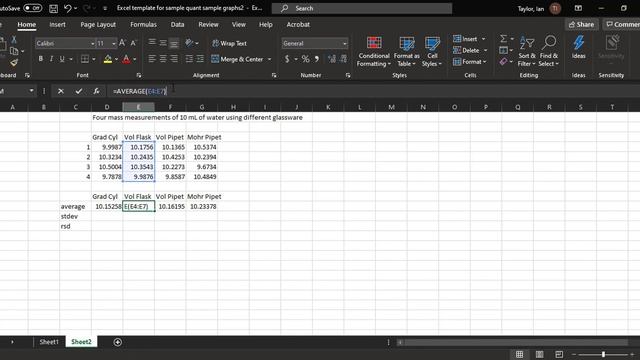 Average, STDEV and RSD on Excel смотреть онлайн
