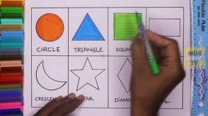 Learn Shapes and colors | Circle, Triangle, Square, Rectangle, Crescent, Star, Diamond, Oval