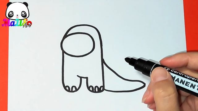 Как нарисовать Амонг Ас Динозавра просто | Простые рисунки | How to draw Among US Dinosaur