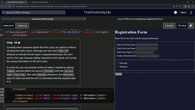 Learn HTML Forms by Building a Registration Form - Step 28