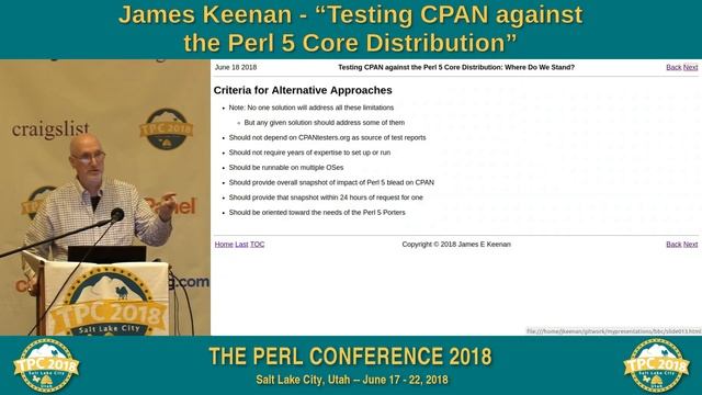 James Keenan - "Testing CPAN Against the Perl 5 Core Distribution: Where Do We Stand?" смотреть онлайн