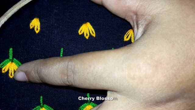 Hand embroidery. lazy daisy stitch hand embroidery all over design .