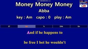 Money Money Money - Abba  ( Karaoke & Easy Guitar Chords  ) Key :  Am