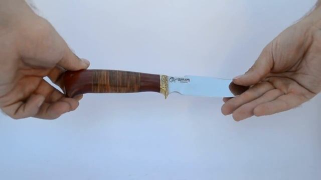 Нож "Ежик" из нержавеющей стали 110Х18. Рукоять дерево падук кожа латунь смотреть онлайн