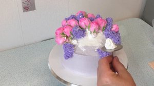 Торт Букет сирень и розы(крем БЗК). /Cake Bouquet of lilacs and roses(protein custard).