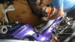 Kawasaki GTR1000 starter motor removal.