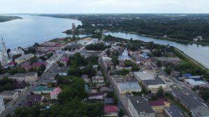 Кинешма с высоты птичьего полёта 17.07.22 г. Река Волга, река Кинешемка.