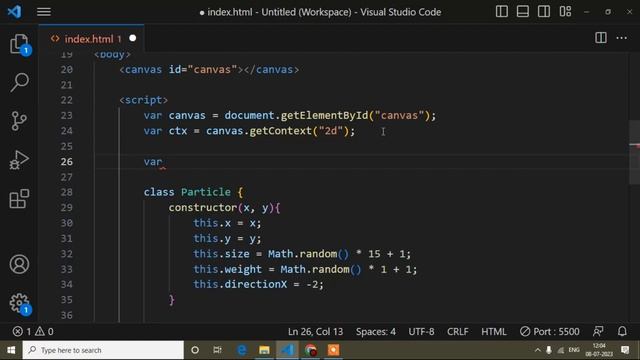 How To Draw Particles In Html5 Canvas || Canvas Tutorial || Canvas || Particle || Canvas Particle