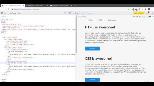 Простые табы на HTML, CSS, Jquery