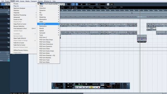 как применить эффект (pod Farm Line6) в режиме посыла в Cubase 5