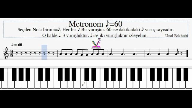 Metronom ve Müzik notası birim süreleri. смотреть онлайн