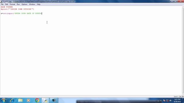 AGE FINDER PROGRAM IN PYTHON IN TAMIL #CLASS 3