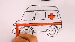 Как нарисовать машинку скорой помощи. Раскраска для малышей.