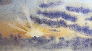 Как нарисовать лучи солнца акварелью/демонстрация