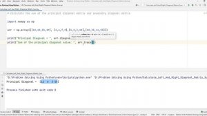Calculate the principal diagonal and secondary diagonal matrix using numpy