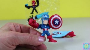 Marvel Super Hero Mashers Micro Captain America vs Iron Skull. Micro Mashers have a Funny Mashup.