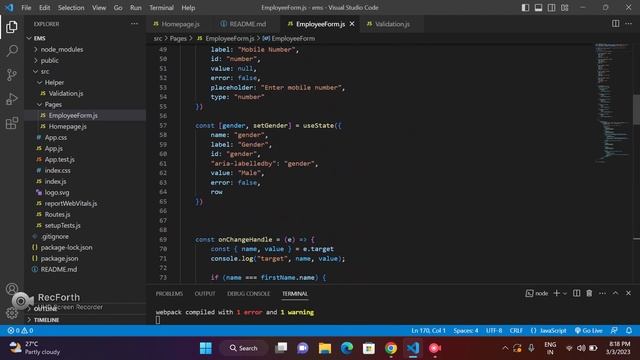React js project (part 2) : Employee Management System using React, material ui, Hooks, API, etc