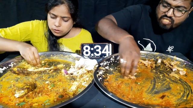 fish curry, chicken curry with jeera rice eating challenge???// fish vs chicken time challenge???? смотреть онлайн