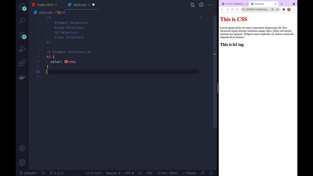 CSS3 Full Course[4K] - 5 | CSS Selectors Part - 1 Element & Group Selectors Explained | తెలుగులో